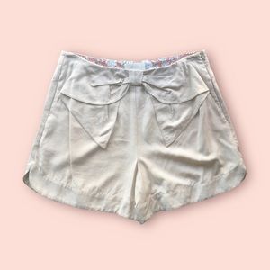 Sz 6 Anthropologie Hi Waist Beige Modal Blend Shorts with Bow Detail